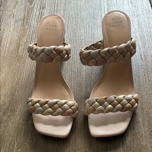 a new day Braided Double-Strap Slide Heels - Neutral Gold & Tan
